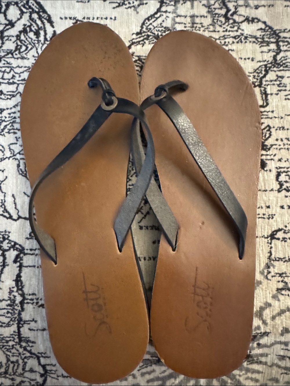 Scott Brown Footbed Sandals with Black Straps